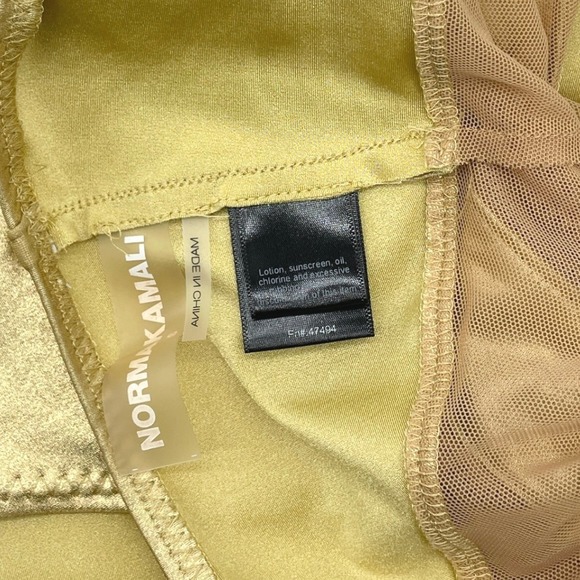 Norma Kamali Snake Mesh Mio Swimsuit Small Gold Metallic One Shoulder Mesh Disco - Picture 6 of 10